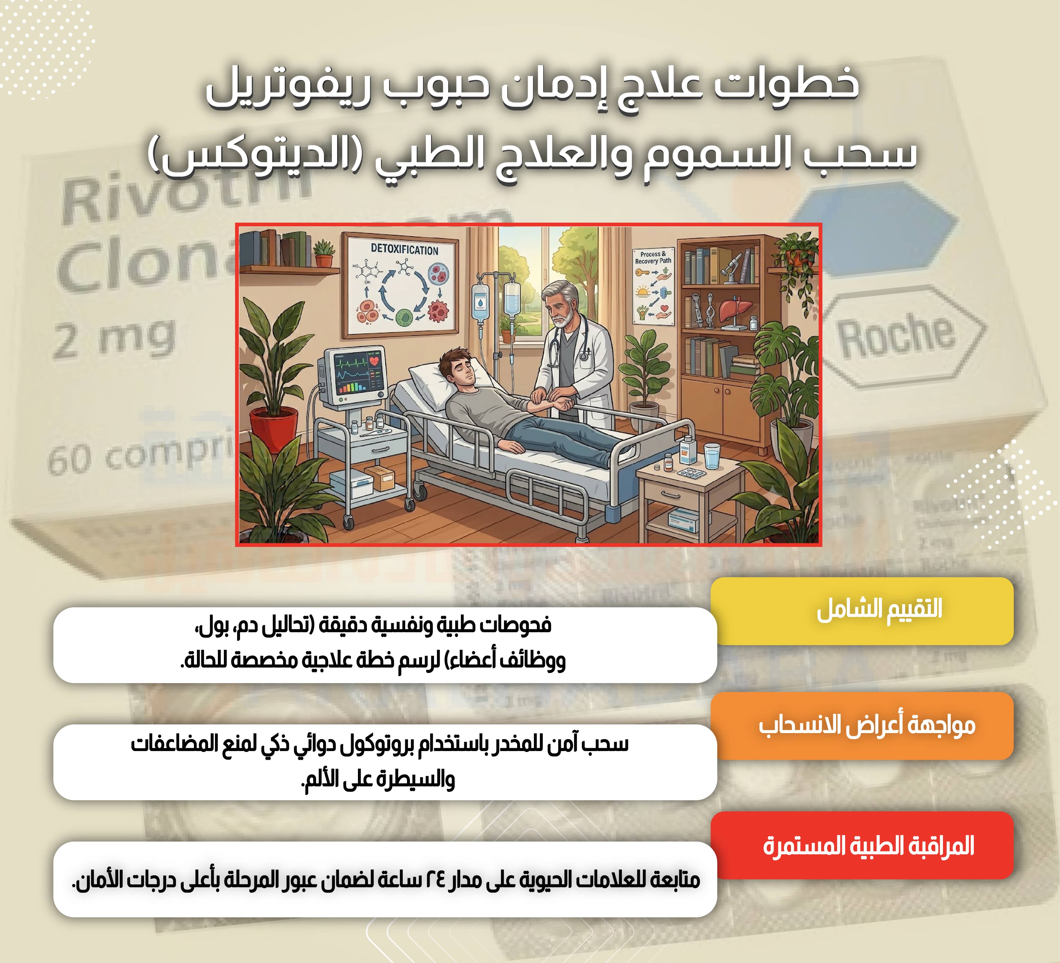 خطوات علاج إدمان حبوب ريفوتريل مرحلة سحب السموم والعلاج الطبي (الديتوكس)